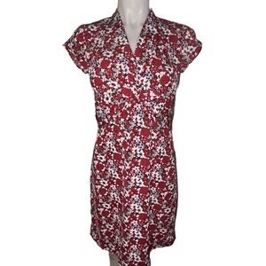 Kookai Burgundy Floral Dress Cap Sleeve Wrap Style French Parisian F size 36